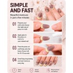 Lavender Purple Hand‑Painted Floral Press‑On Nails, Short Square Oval False Nails With Yellow French Tip & Pearl Decor, Cute Style